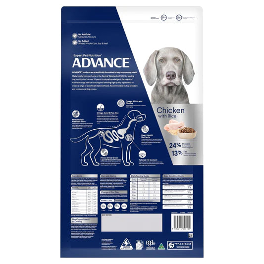 Advance Adult Dog Food Large Breed Healthy Ageing Chicken Recipe with Rice 15Kg