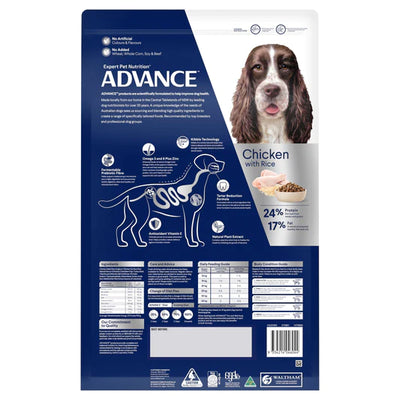 Advance Adult Dog Food Medium Breed Triple Action Dental Care Chicken & Rice Recipe 13Kg