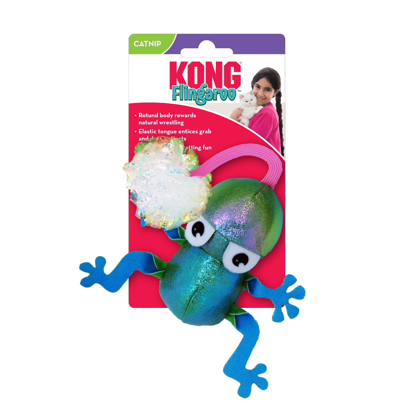 KONG Cat Flingaroo Frog Toy