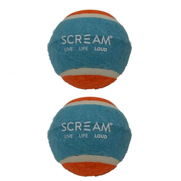 Scream Tennis Ball Loud Blue & Orange 2Pack Medium