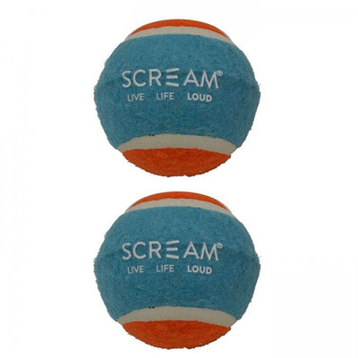 Scream Tennis Ball Loud Blue & Orange 2Pack Medium