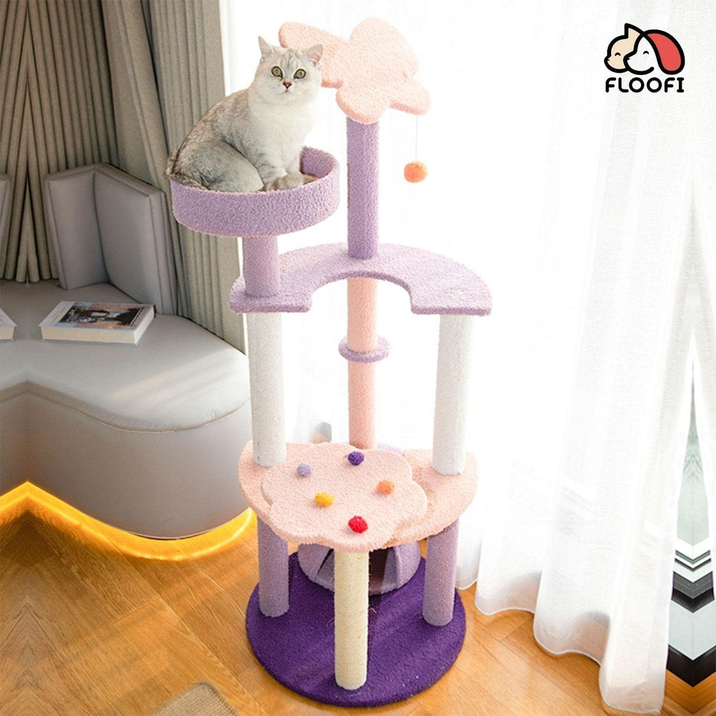 Floofi Butterfly Plush Cat Tree - Pink/Purple