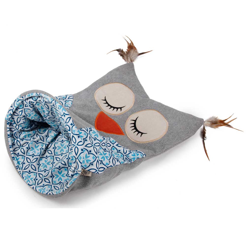 All For Paws Owl Cat Sack Crinkle Toy - Grey