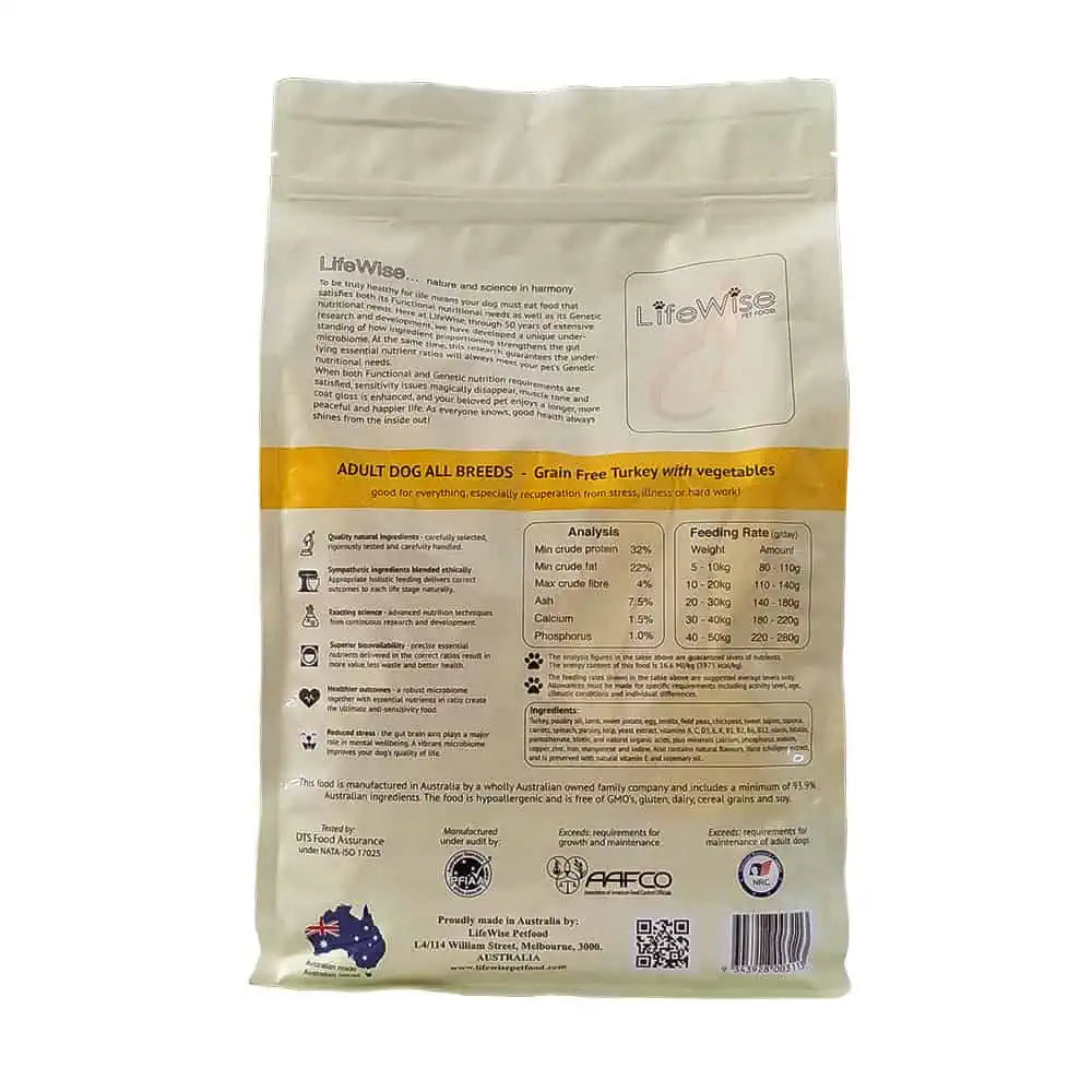 LifeWise Dog Dry Food Grain Free Turkey & Vegetables 2.5kg